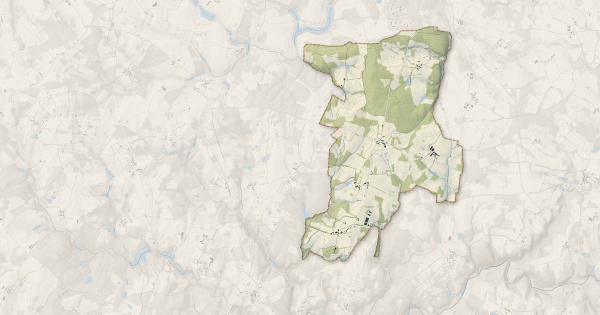 Portrait cartographique de Sauvagnac : relief, eau, forêts, bâti et voies, calculés à partir des données de l'IGN