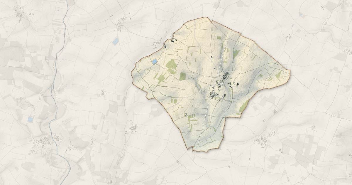 Portrait cartographique de Souvigné : relief, eau, forêts, bâti et voies, calculés à partir des données de l'IGN