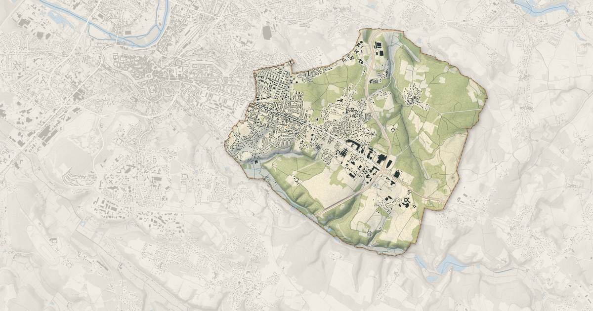 Portrait cartographique de Soyaux : relief, eau, forêts, bâti et voies, calculés à partir des données de l'IGN
