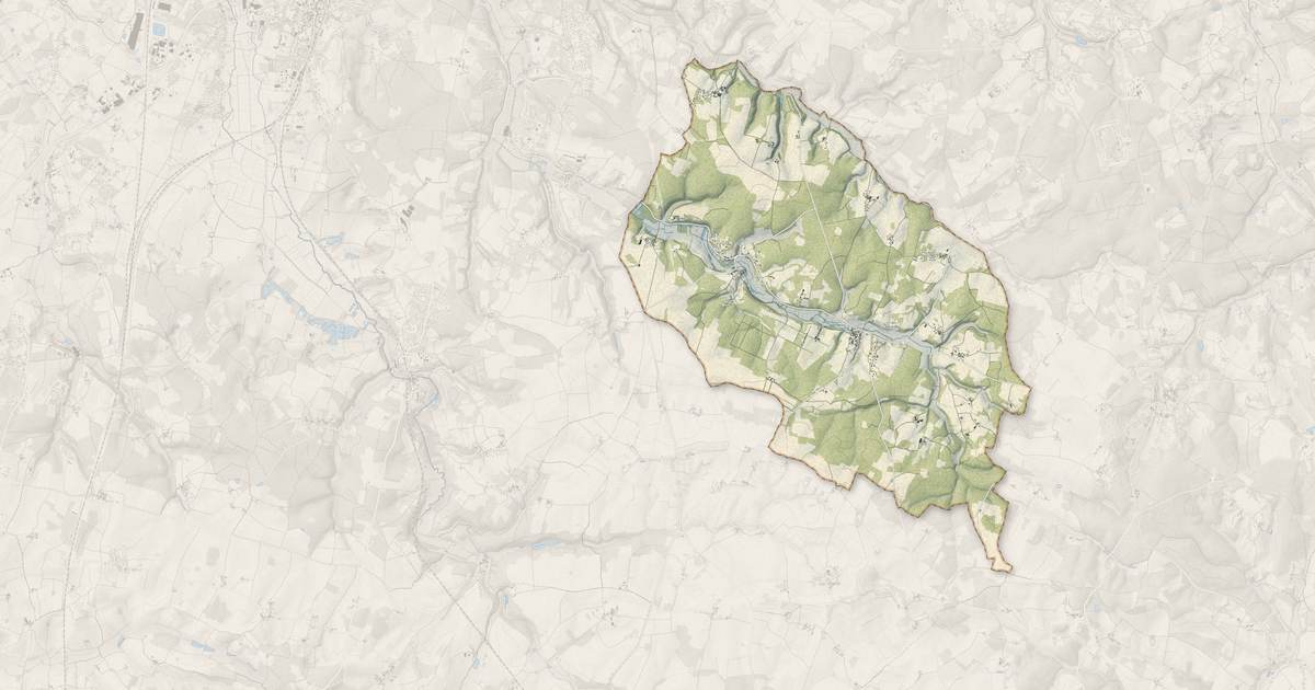 Portrait cartographique de Torsac : relief, eau, forêts, bâti et voies, calculés à partir des données de l'IGN
