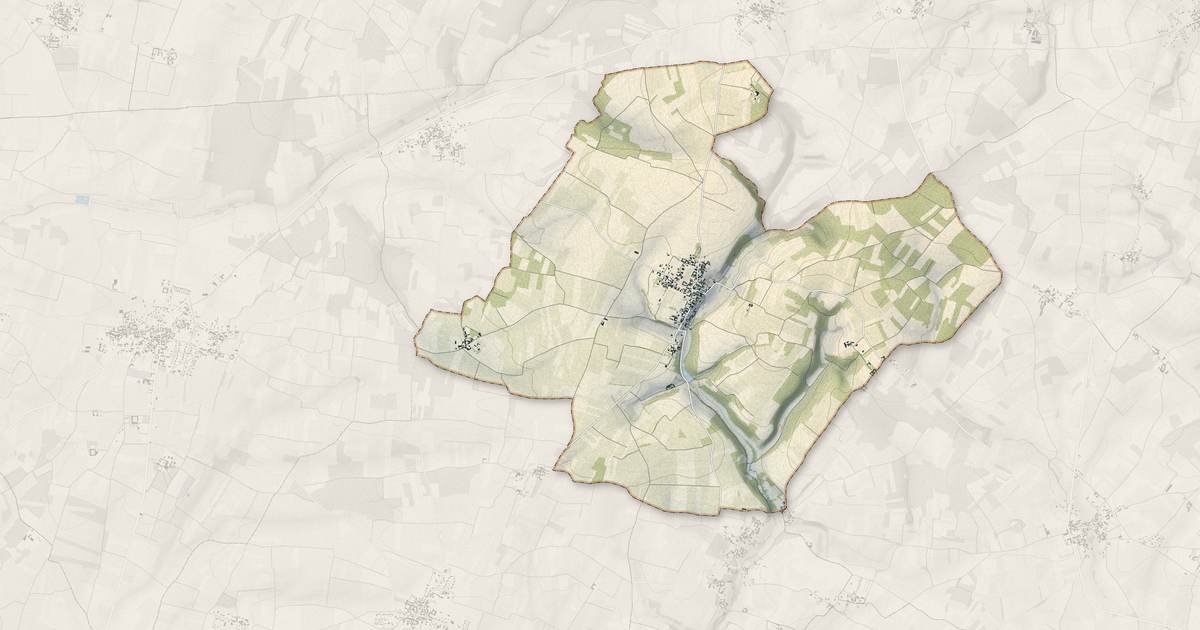 Portrait cartographique de Vaux-Rouillac : relief, eau, forêts, bâti et voies, calculés à partir des données de l'IGN