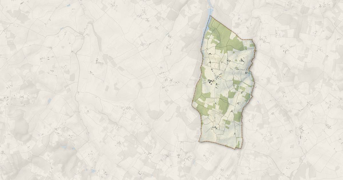 Portrait cartographique de Agudelle : relief, eau, forêts, bâti et voies, calculés à partir des données de l'IGN