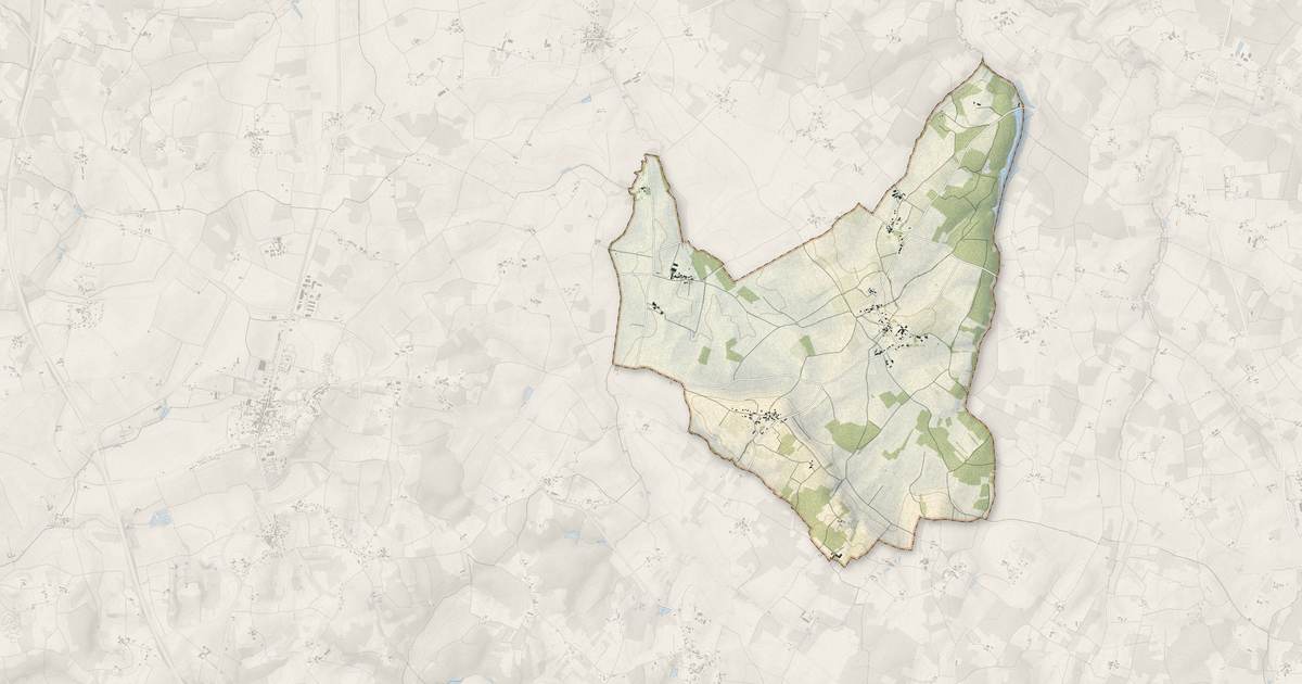 Portrait cartographique de Allas-Bocage : relief, eau, forêts, bâti et voies, calculés à partir des données de l'IGN