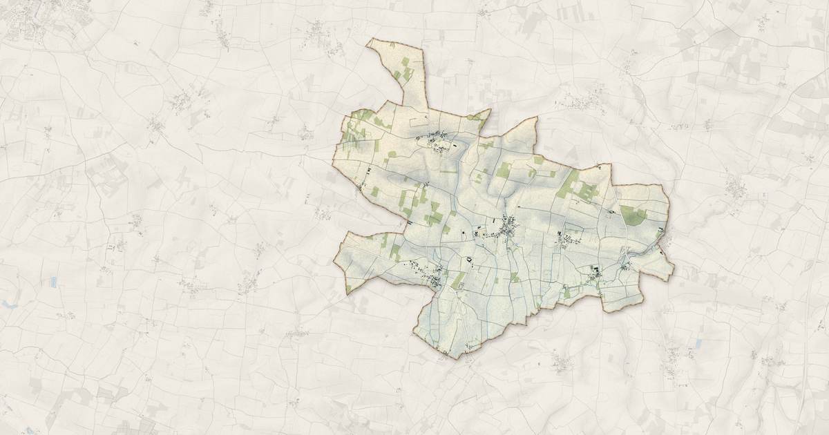 Portrait cartographique de Bernay-Saint-Martin : relief, eau, forêts, bâti et voies, calculés à partir des données de l'IGN