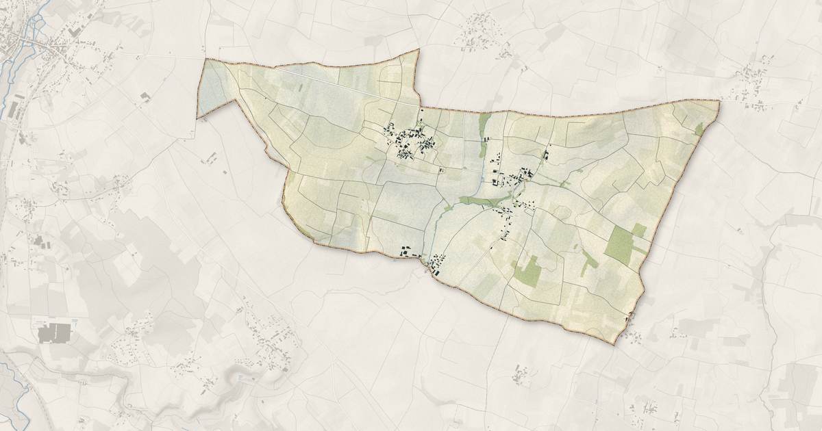 Portrait cartographique de Biron : relief, eau, forêts, bâti et voies, calculés à partir des données de l'IGN