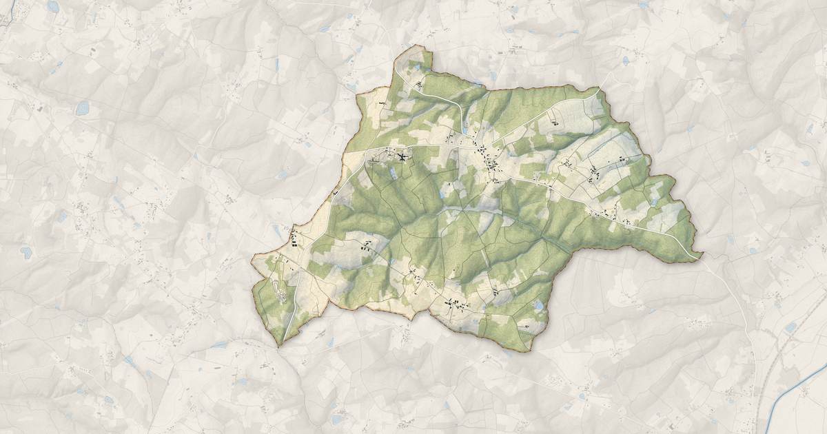 Portrait cartographique de Boscamnant : relief, eau, forêts, bâti et voies, calculés à partir des données de l'IGN