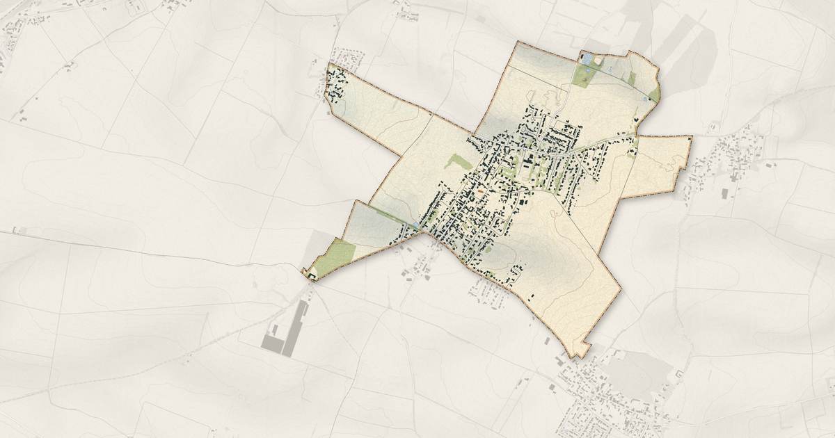 Portrait cartographique de Bourgneuf : relief, eau, forêts, bâti et voies, calculés à partir des données de l'IGN