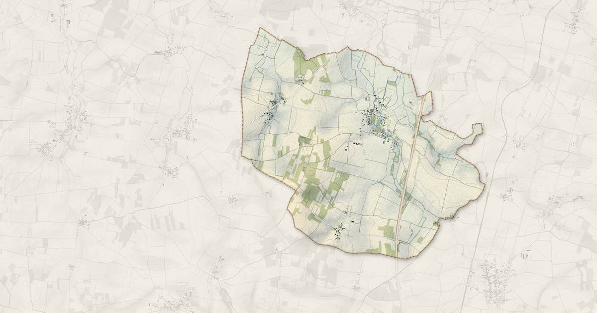 Portrait cartographique de Dœuil-sur-le-Mignon : relief, eau, forêts, bâti et voies, calculés à partir des données de l'IGN