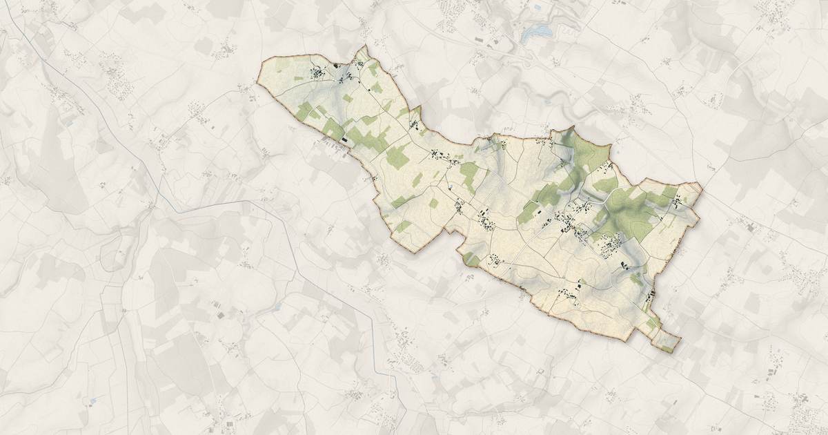 Portrait cartographique de Les Essards : relief, eau, forêts, bâti et voies, calculés à partir des données de l'IGN