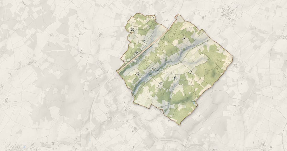 Portrait cartographique de Fenioux : relief, eau, forêts, bâti et voies, calculés à partir des données de l'IGN