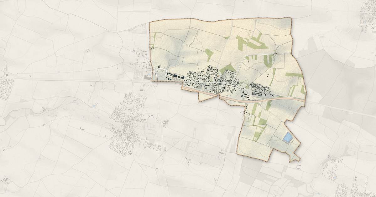 Portrait cartographique de Ferrières : relief, eau, forêts, bâti et voies, calculés à partir des données de l'IGN