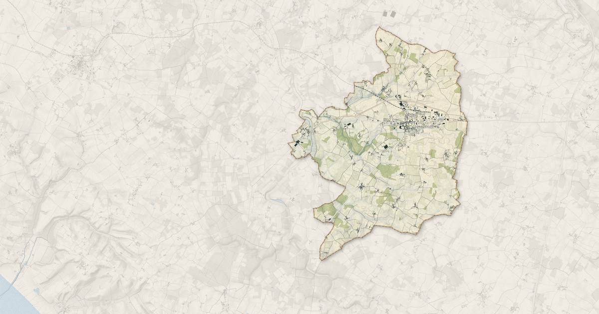 Portrait cartographique de Gémozac : relief, eau, forêts, bâti et voies, calculés à partir des données de l'IGN