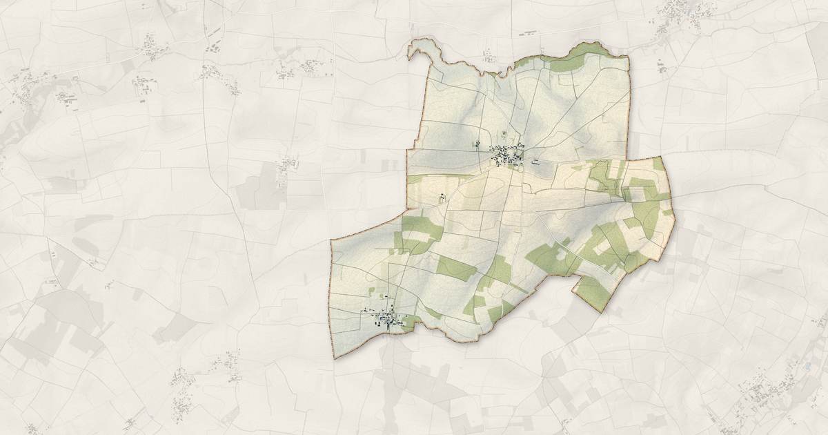 Portrait cartographique de Gibourne : relief, eau, forêts, bâti et voies, calculés à partir des données de l'IGN