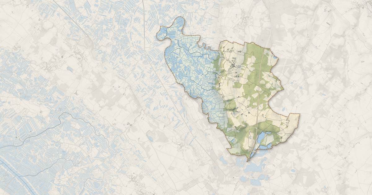 Portrait cartographique de La Gripperie-Saint-Symphorien : relief, eau, forêts, bâti et voies, calculés à partir des données de l'IGN