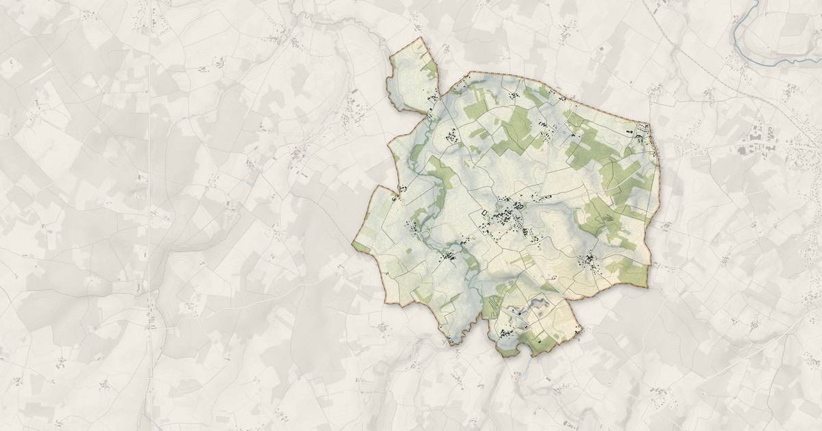 Portrait cartographique de Guitinières : relief, eau, forêts, bâti et voies, calculés à partir des données de l'IGN