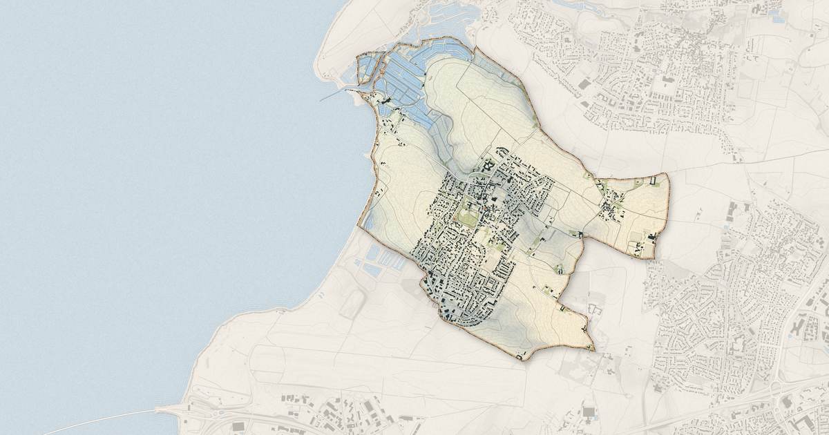 Portrait cartographique de L'Houmeau : relief, eau, forêts, bâti et voies, calculés à partir des données de l'IGN