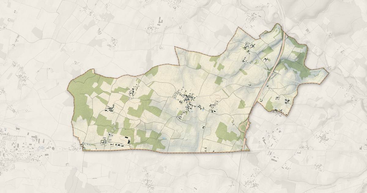 Portrait cartographique de Jazennes : relief, eau, forêts, bâti et voies, calculés à partir des données de l'IGN