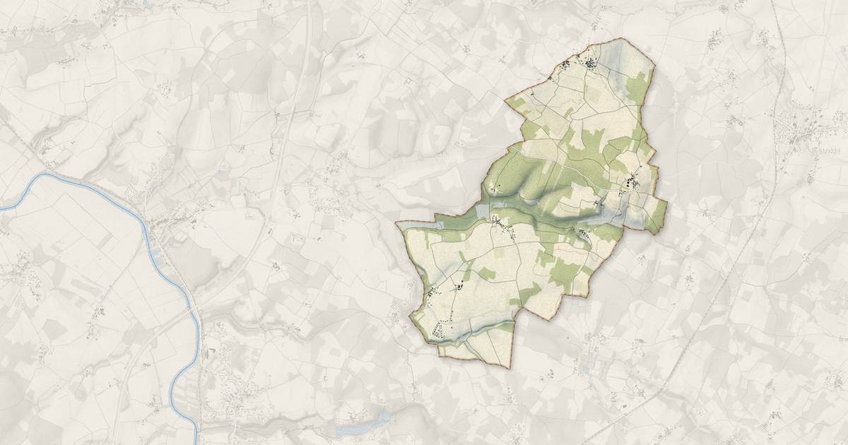 Portrait cartographique de Juicq : relief, eau, forêts, bâti et voies, calculés à partir des données de l'IGN