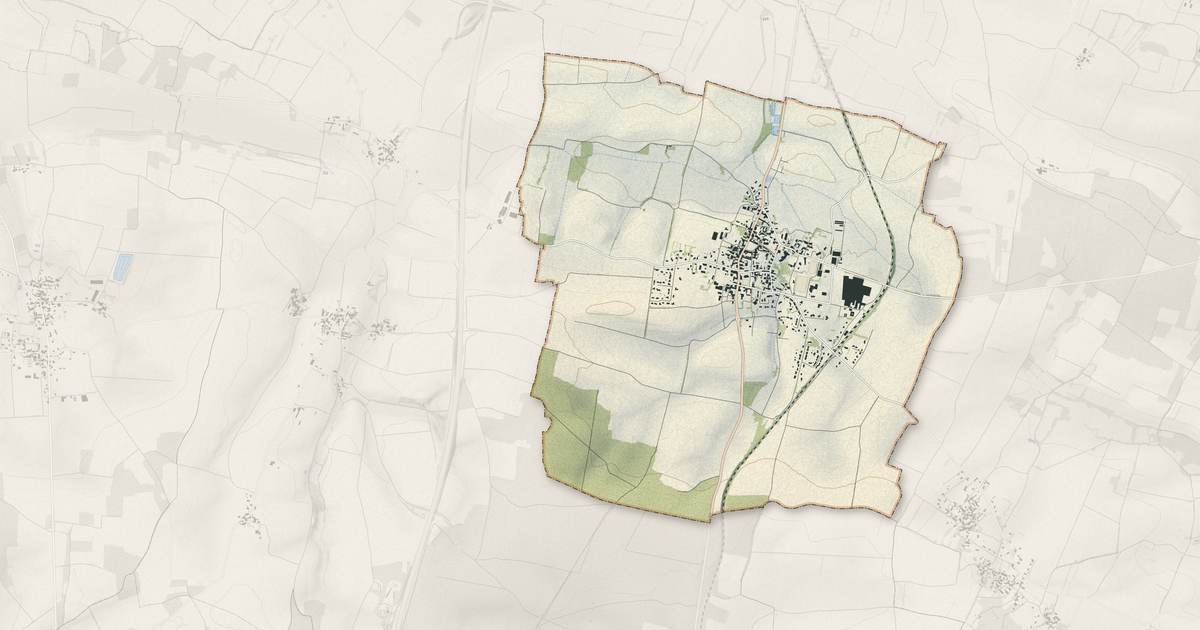 Portrait cartographique de Loulay : relief, eau, forêts, bâti et voies, calculés à partir des données de l'IGN