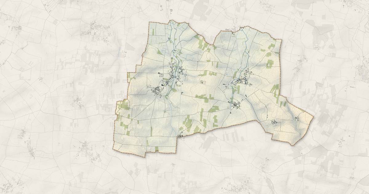 Portrait cartographique de Marsais : relief, eau, forêts, bâti et voies, calculés à partir des données de l'IGN