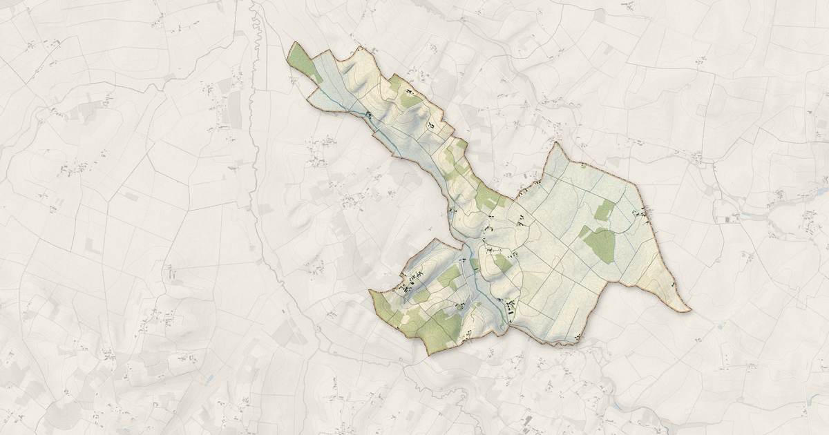 Portrait cartographique de Messac : relief, eau, forêts, bâti et voies, calculés à partir des données de l'IGN