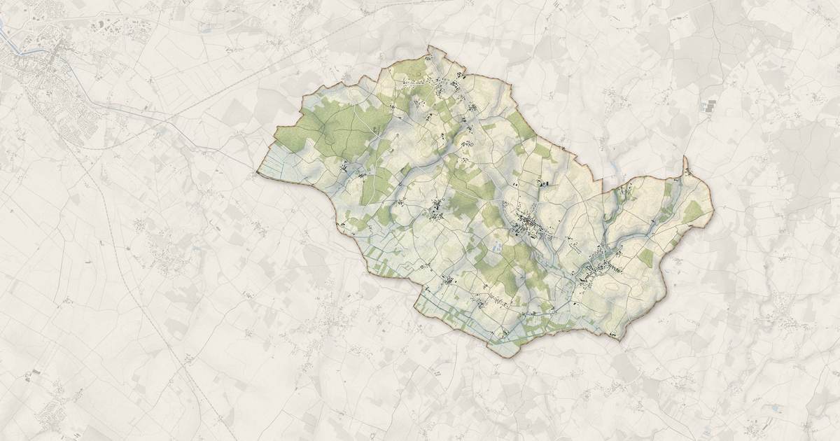 Portrait cartographique de Meursac : relief, eau, forêts, bâti et voies, calculés à partir des données de l'IGN