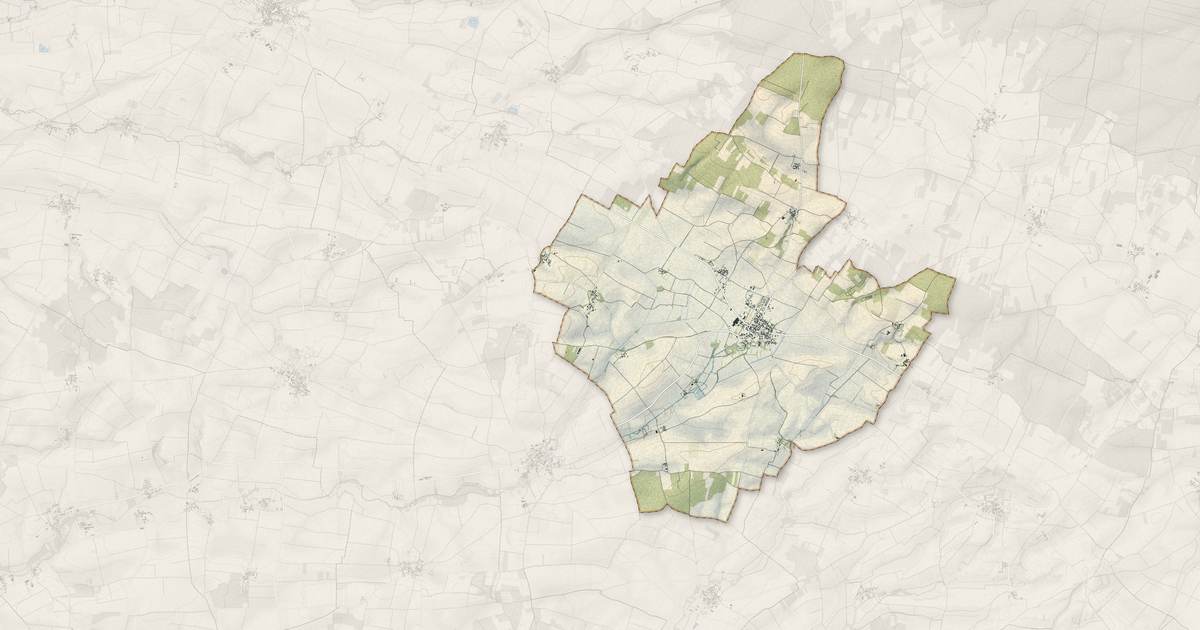 Portrait cartographique de Néré : relief, eau, forêts, bâti et voies, calculés à partir des données de l'IGN