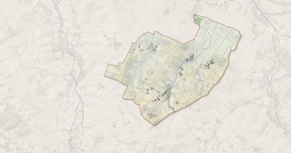 Portrait cartographique de Pérignac : relief, eau, forêts, bâti et voies, calculés à partir des données de l'IGN