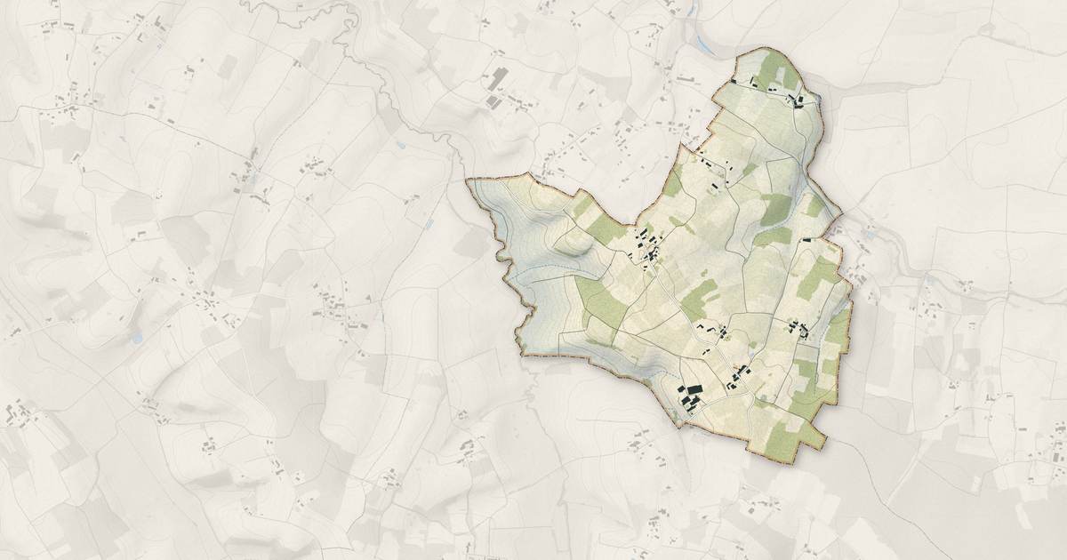 Portrait cartographique de Le Pin : relief, eau, forêts, bâti et voies, calculés à partir des données de l'IGN