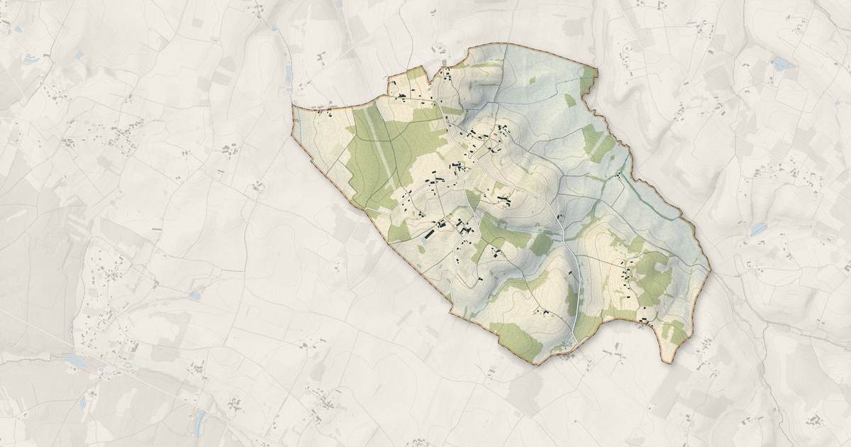 Portrait cartographique de Polignac : relief, eau, forêts, bâti et voies, calculés à partir des données de l'IGN