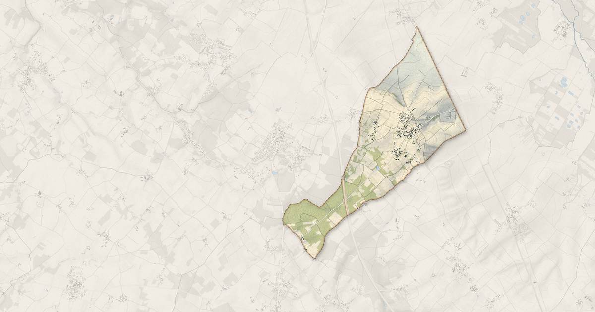 Portrait cartographique de Préguillac : relief, eau, forêts, bâti et voies, calculés à partir des données de l'IGN