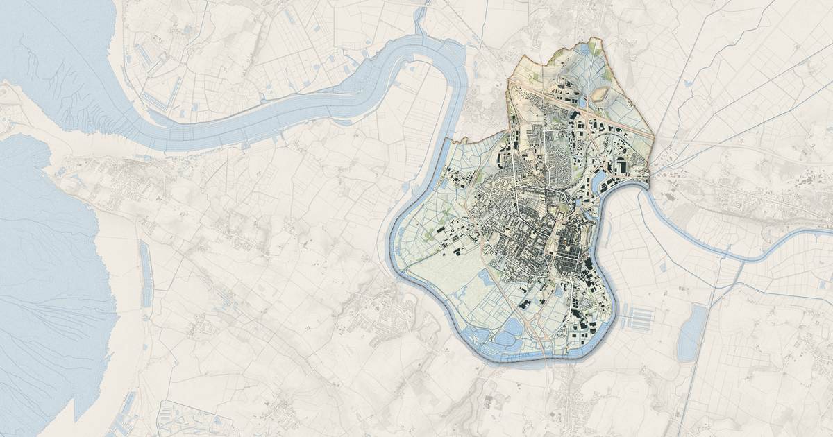 Portrait cartographique de Rochefort : relief, eau, forêts, bâti et voies, calculés à partir des données de l'IGN