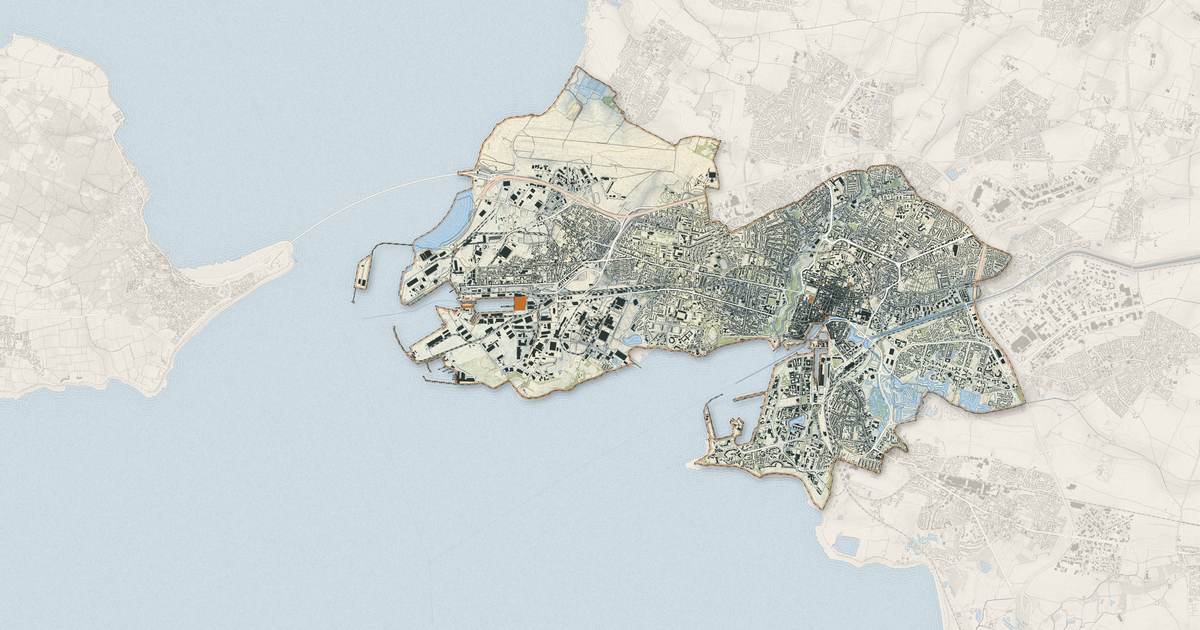 Portrait cartographique de La Rochelle : relief, eau, forêts, bâti et voies, calculés à partir des données de l'IGN