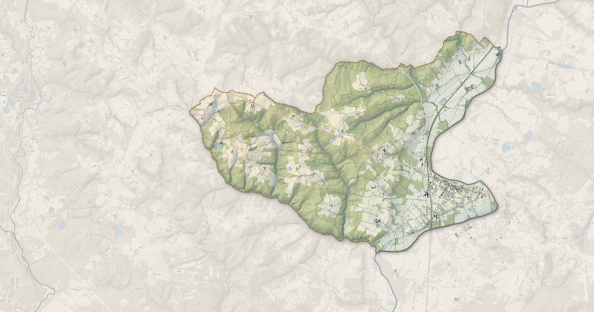 Portrait cartographique de Saint-Aigulin : relief, eau, forêts, bâti et voies, calculés à partir des données de l'IGN
