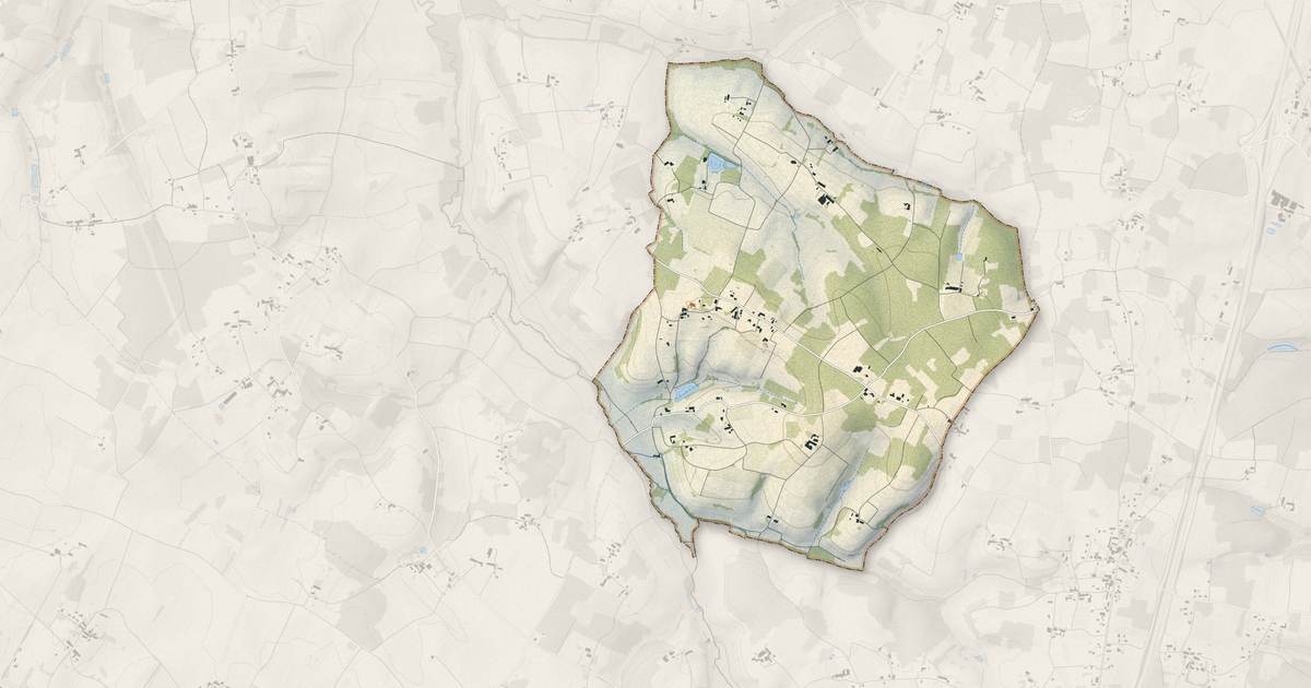 Portrait cartographique de Sainte-Colombe : relief, eau, forêts, bâti et voies, calculés à partir des données de l'IGN