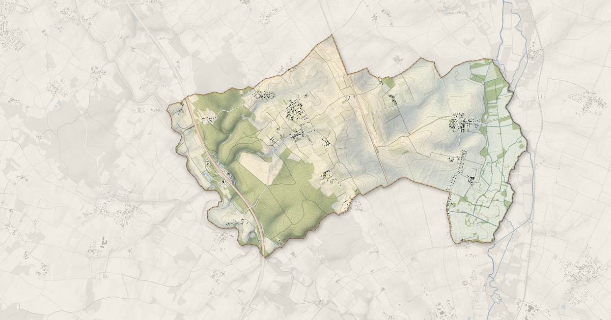 Portrait cartographique de Saint-Léger : relief, eau, forêts, bâti et voies, calculés à partir des données de l'IGN