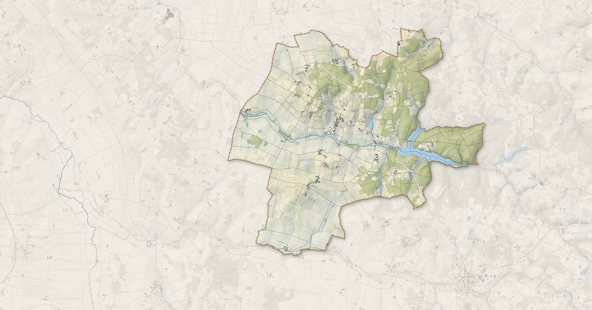 Portrait cartographique de Saint-Maigrin : relief, eau, forêts, bâti et voies, calculés à partir des données de l'IGN