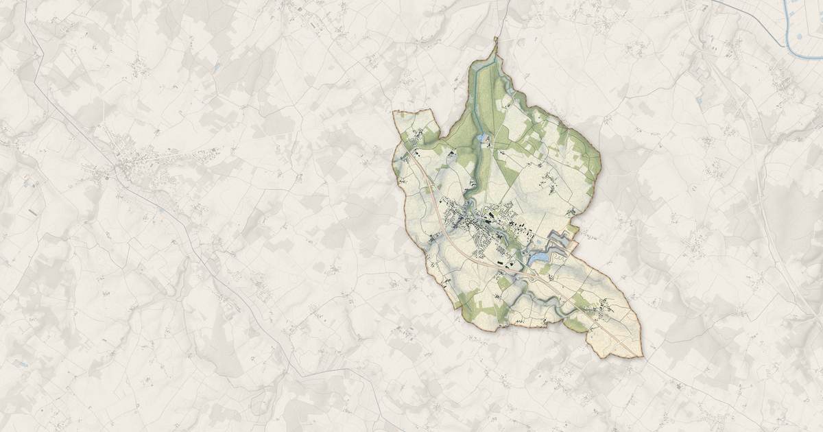 Portrait cartographique de Saint-Porchaire : relief, eau, forêts, bâti et voies, calculés à partir des données de l'IGN