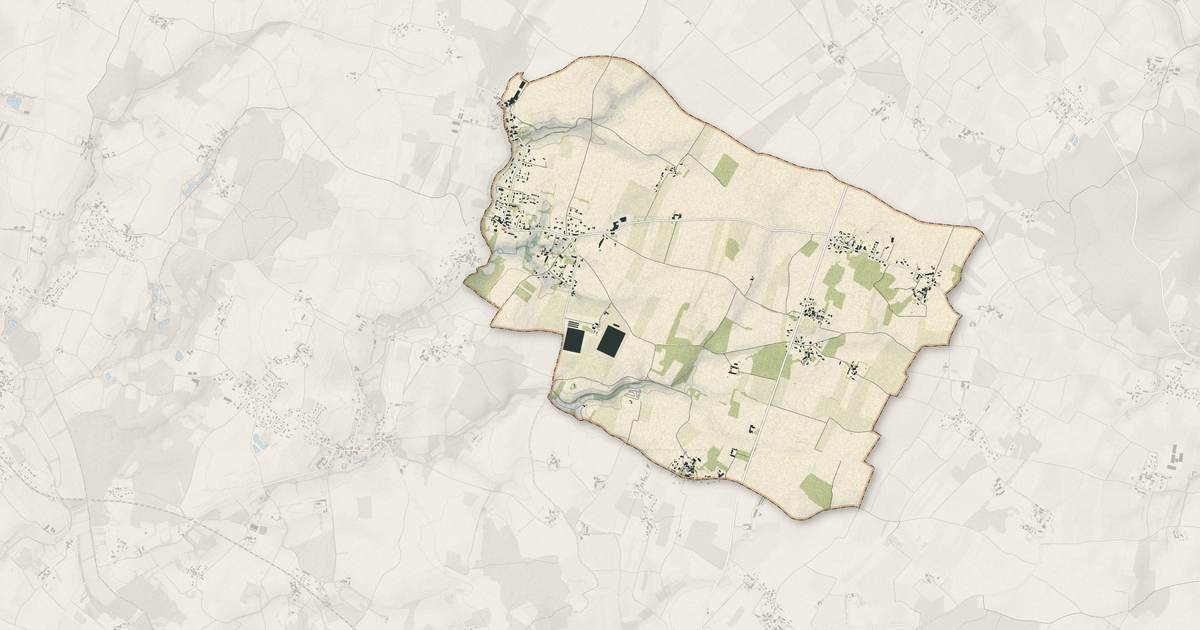 Portrait cartographique de Saint-Simon-de-Pellouaille : relief, eau, forêts, bâti et voies, calculés à partir des données de l'IGN