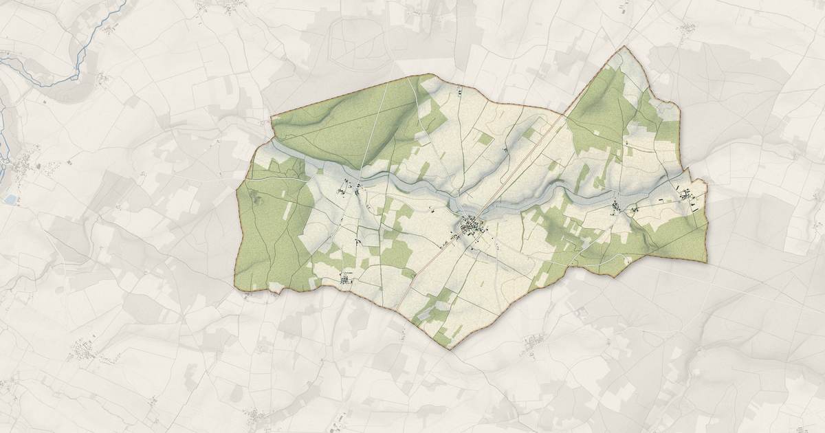 Portrait cartographique de La Villedieu : relief, eau, forêts, bâti et voies, calculés à partir des données de l'IGN
