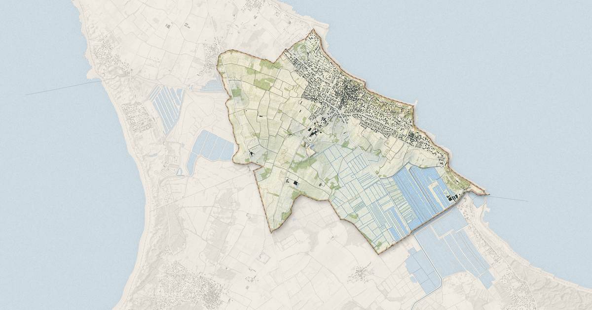 Portrait cartographique de La Brée-les-Bains : relief, eau, forêts, bâti et voies, calculés à partir des données de l'IGN