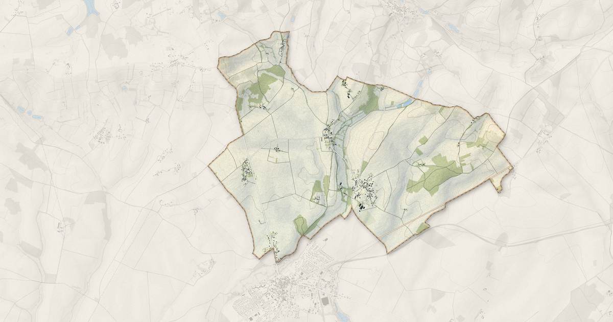 Portrait cartographique de Aubinges : relief, eau, forêts, bâti et voies, calculés à partir des données de l'IGN