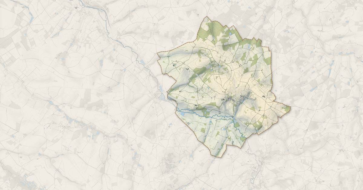Portrait cartographique de Barlieu : relief, eau, forêts, bâti et voies, calculés à partir des données de l'IGN