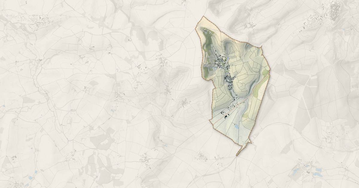 Portrait cartographique de Bué : relief, eau, forêts, bâti et voies, calculés à partir des données de l'IGN