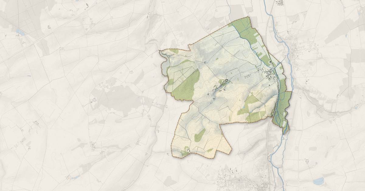 Portrait cartographique de Chéry : relief, eau, forêts, bâti et voies, calculés à partir des données de l'IGN