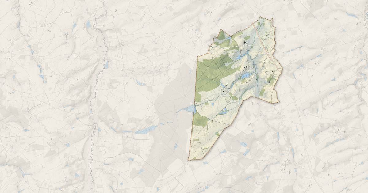 Portrait cartographique de Faverdines : relief, eau, forêts, bâti et voies, calculés à partir des données de l'IGN