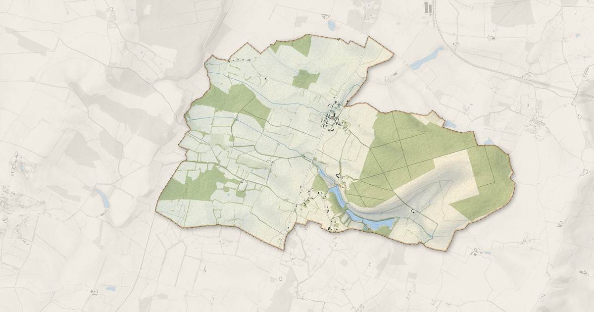 Portrait cartographique de Flavigny : relief, eau, forêts, bâti et voies, calculés à partir des données de l'IGN