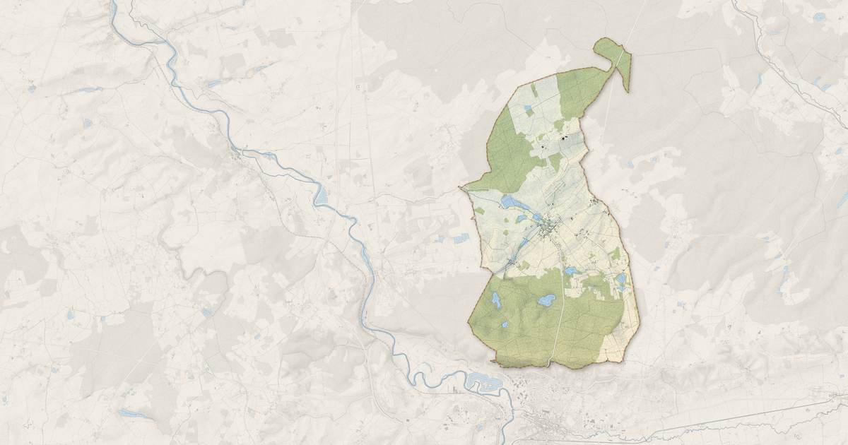 Portrait cartographique de Meillant : relief, eau, forêts, bâti et voies, calculés à partir des données de l'IGN