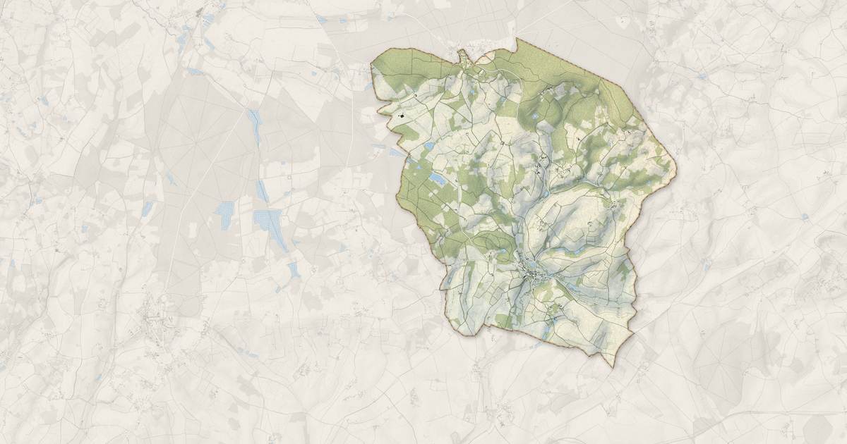 Portrait cartographique de Morogues : relief, eau, forêts, bâti et voies, calculés à partir des données de l'IGN