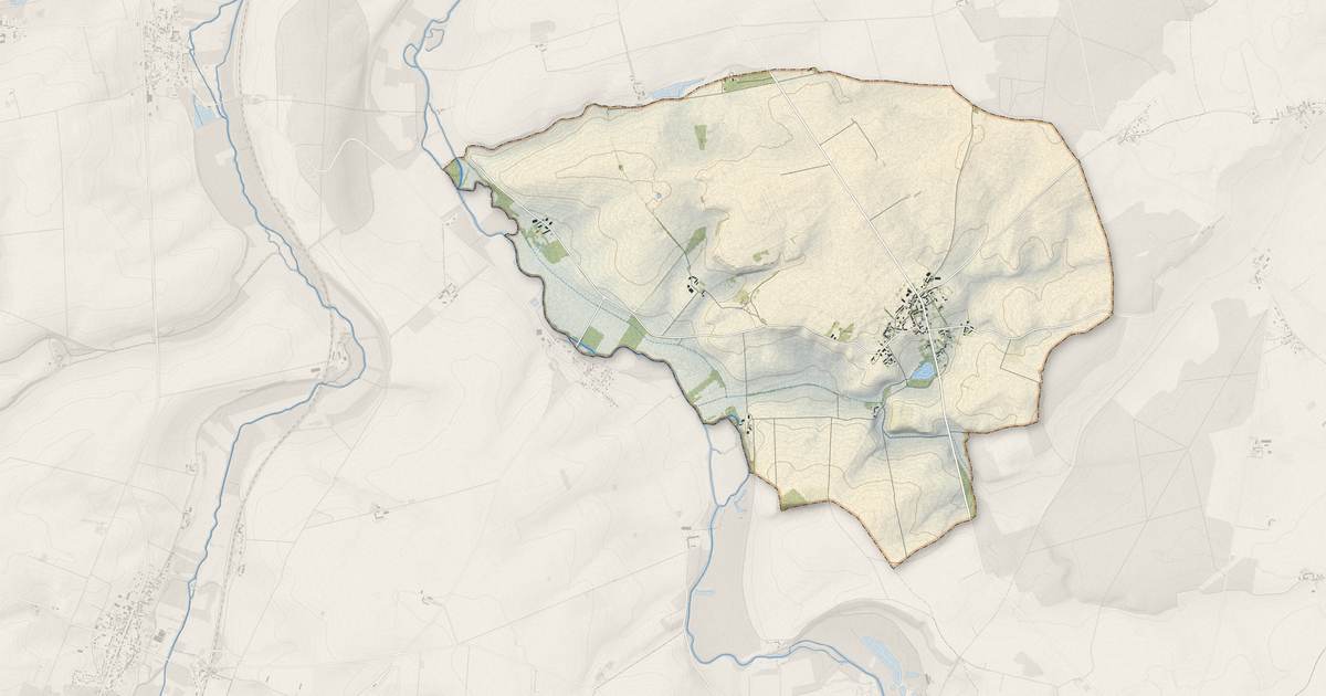 Portrait cartographique de Poisieux : relief, eau, forêts, bâti et voies, calculés à partir des données de l'IGN